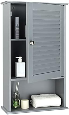 ZSEDP Стенен шкаф за съхранение в Банята с Една Като и регулируеми по височина рафта Сив цвят