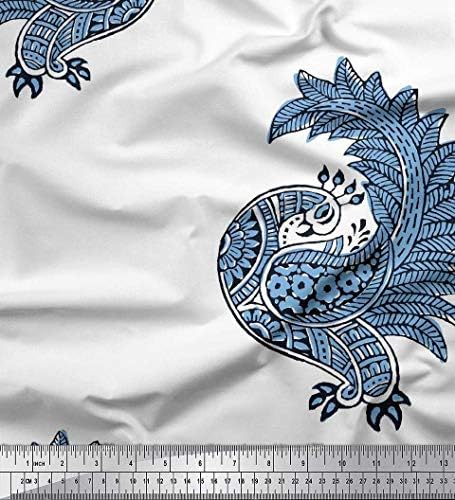 Памучен трикотажная плат Soimoi с шарките на павлина ширина 58 см