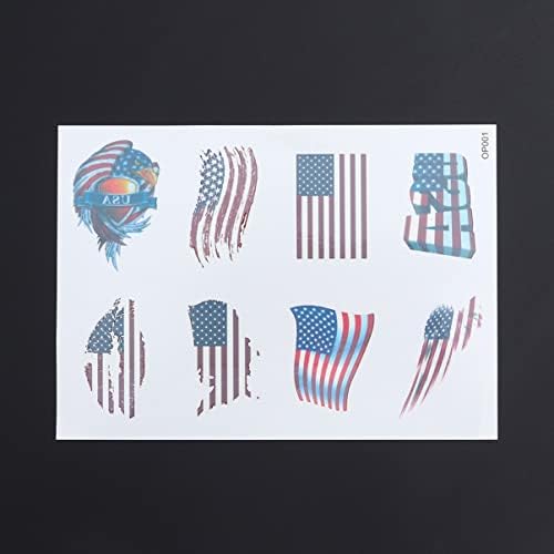LIOOBO 5 бр. Стикери с Татуировки под формата на Американското знаме от 4 юли, Деня на Независимостта, Патриотични
