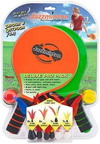 Funsparks Paddle Ball Game Jazzminton Deluxe с led Птичкой - Игра на закрито / на открито за деца, младежи и възрастни