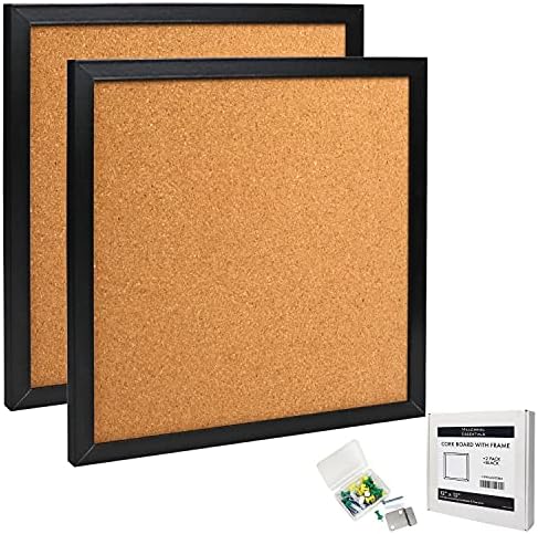 Corkboard обяви 12 X 12 Квадратна черна Corkboard плочки в рамката за стени, Модерна Corkboard дъска за домове, училища