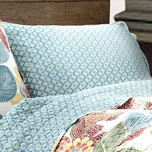 Комплект спално бельо Lush Декор на Ели Quilt с Флорални Принтом във формата на Листа, Заден Комплект Спално