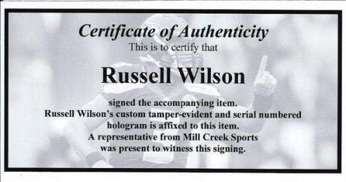 Черно пълен размер Каска Speed с Автограф на Ръсел Уилсън Seattle Seahawks Эклипс, Копие на Сребърен Шлем RW Holo