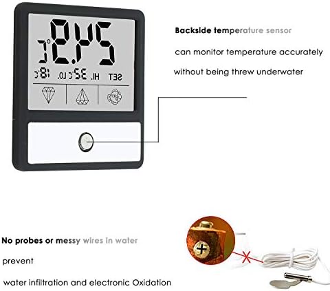 Аквариумный Термометър, Цифров Термометър за аквариум с докосване на екрана и голям LCD дисплей, Вграден Сензор