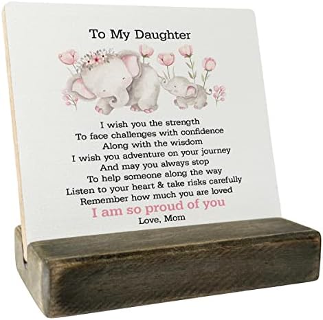 Подарък с дървена табелка за дъщеря ми, Аз съм горд с теб, Обичам мама, Подаръци за Дъщеря От майка си, Плака
