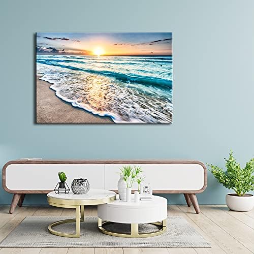 Wieco Art Морски вълни Големи Отпечатъци Стенно Изкуство и Картини с образа на океана и Плажа Картини, Готови да бъдат