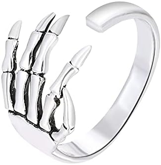 Дамски годежни пръстени, потертое отворен пръстен, пънк-готик регулируем пръстен, вятърни гривни, пръстен женско (бяло, един размер)