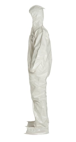 Химически устойчив гащеризон DuPont Tychem 4000 SL122T с качулка и обувки, за Еднократна употреба, с Еластични маншети, Бял, 3XL (опаковка от 6 броя)