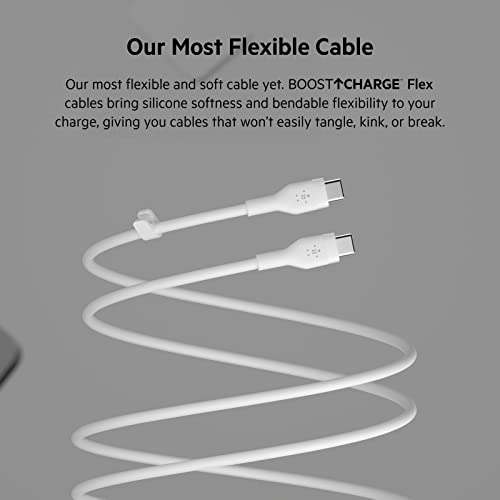 Силиконов кабел Belkin CAB009bt1MWH USB-C-USB-C е Съвместим със смартфони MacBook, iPad Mini, iPad Pro, iPad Air, Galaxy,