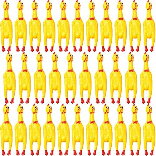32 Бр 12 Инча Гумена Играчка за кучета с Пиле, Жълто, Сжимающая Кричащую Играчка с Пиле, Новост, Пищащая Пиле, Големи