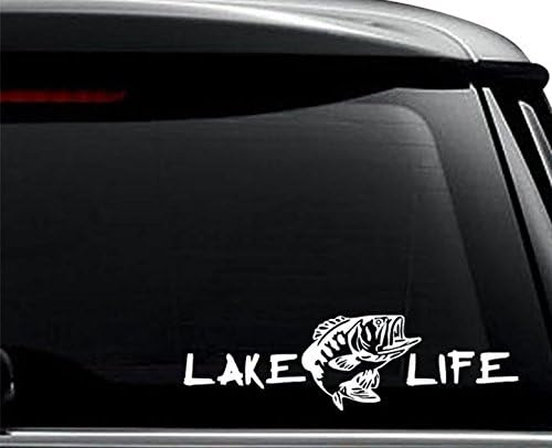 Стикер за риболов на костур Lake Life За използване На лаптоп, каска, кола, камион, мотор, прозорци, броня, стена и декорация Размер- [8 инча] / [20 см] ширина / Цвят - матово бя?