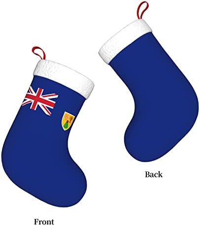 QG ZZX Коледни Чорапи с Бяла супер Меки Плюшени белезници Флаг на островите Търкс и Кайкос Коледни Чорапи, Коледни Украси