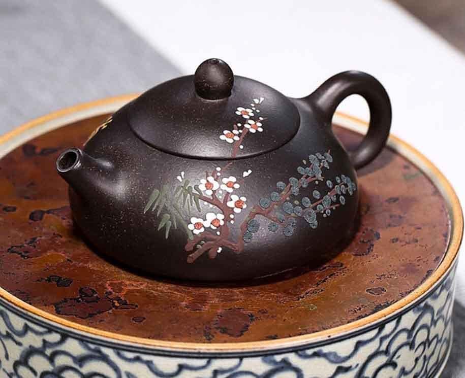 LIUZH Лилаво Глинен Чайник, Ръчна изработка с шариковым дупка, Филтър чайник, Китайски Чай набор от Zisha, Кана за чайна церемония (Цвят: бял-Динозавър Doodle4, Размер: 1 бр.)