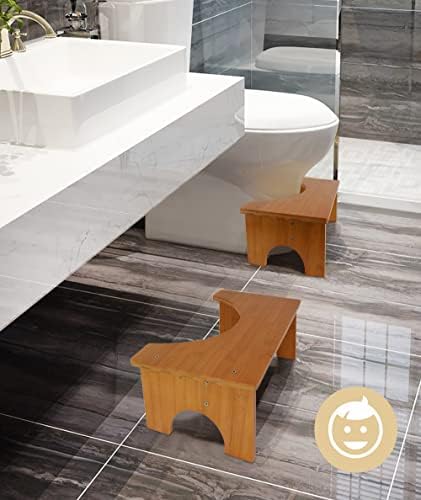 Бамбуков стол за тоалетната чиния за възрастни, JACNITAD 6,5 Столче за тоалетна, столче за тоалетна баня с нескользящим