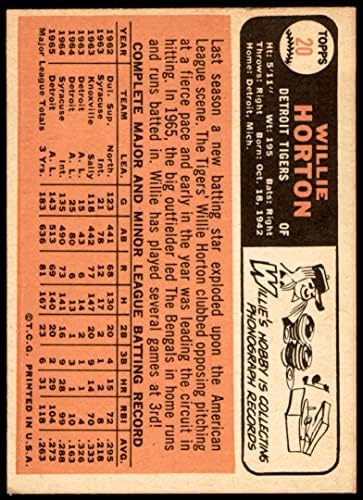 1966 Топпс # 20 Уили Хортън Детройт Тайгърс (Бейзболна картичка) БИВШ Тайгърс