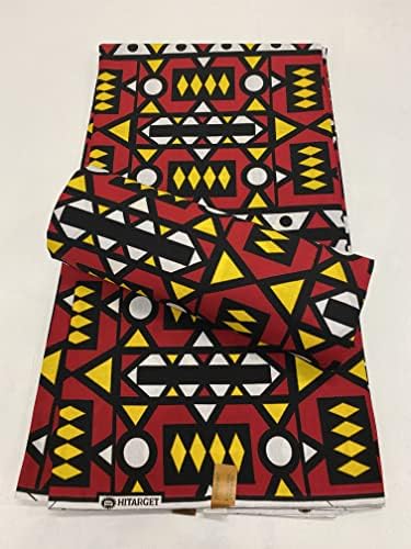 Красива кърпа с восъчен принтом в африканския стил | Плат с африканските принтом Simakaka | Червен, Бял, Жълт, Черен Плат с