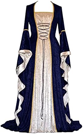 ZEFOTIM Готическа рокля женски свободно рокля-тръба в ретро стил с дълъг ръкав за cosplay, елегантна вечерна клуб