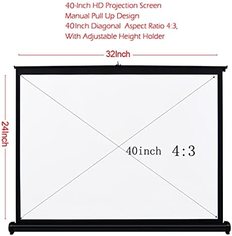 Дебел 40-инчов Прожекционен Екран Ръчен Плъзгащ Сгъваем Настолен Прожекционен Екран 4: 3 Екран за DLP-Проектор Ръчно Проектор