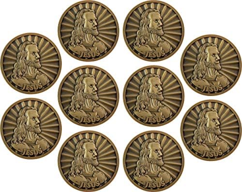 Монета на Исус, Обемна опаковка от 10 броя, Монета с изображение на Главата на Христос от Warner Sallman Challenge, Великден