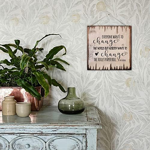 Табела с Надпис върху тавата за баня в стил Шебби-шик, Селска Къща, Смените Ролка Тоалетна хартия Дървена Дъска, Подвесная