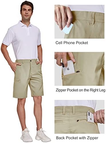 Мъжки къси панталони PULI за голф Hybrid Dress, Ежедневни Панталони-Чино, Стрейчевые, с Плоска предна част, Леки, бързо съхнещи,