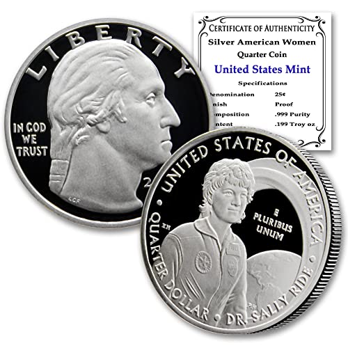 Лимитированная серия American Women 2022 S: Сребърна монета Dr. Sally Ride Quarter (в капсули) със сертификат за автентичност 25 цента, потвърждаващ на продавача.