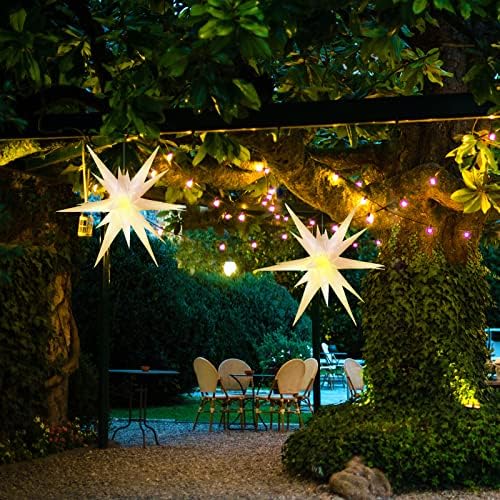 23-Инчов Коледен Моравски Звездна Лампа Moravian Tree Top 3D led Окачен Звездна Лампа с Функция Таймер, Осветление на верандата