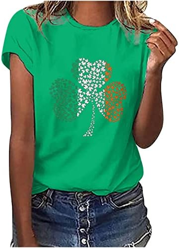 Тениска за Жени, Тениска с Принтом Сърцето си за Любовта, Ден на Св. Патрик, Детелина, Къс Ръкав, Графични Тениски,