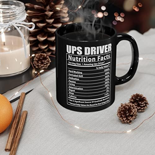 Lovesout Смешни Ups Шофьор Факти за Храненето на Коледни Подаръци 2023 Весела Кафеена Чаша Керамични Чаши Черен 11 Грама