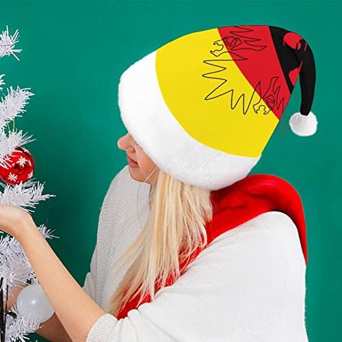 Коледна Шапка с Флага на Германия, Мек Плюшен Шапчица Дядо Коледа, Забавна Шапчица за Коледно Новогодишната Празнична Партита