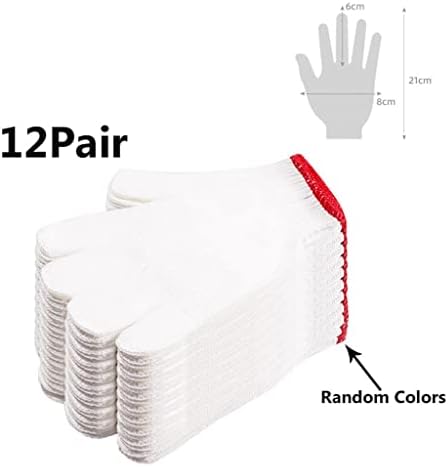 Ръкавици 12 чифта Мрежести ръкавици от Дебела Износостойкая Работна Застраховка От Памучна прежда за защита на работните места (Цвят: случаен, размер: един размер)