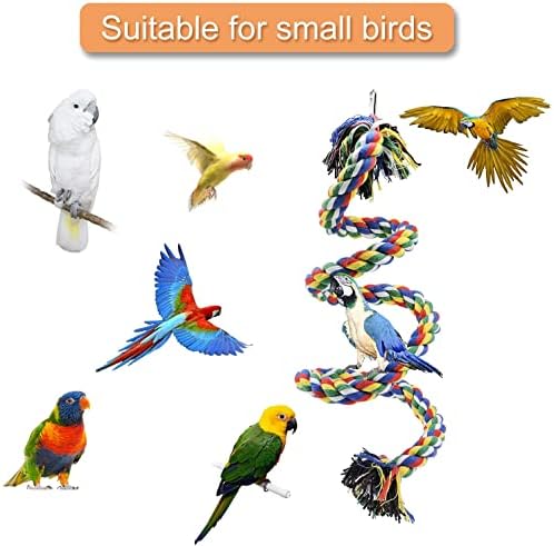 WCDJOMOP Bird Perches - Папагал Цветни играчки-люлка на въже за катерене, Поставка за папагали с камбана и извънбордов