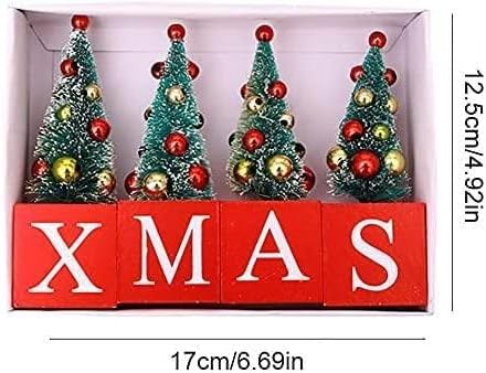 Мини-Изкуствени Коледни Елхи с Букви, Модернизирани Сизалевые Елхи с Дървена основа, Коледни Четки за Декорация