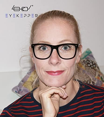Дизайнерски Очила за четене Eyekepper с Квадратни Големи Лещи, Очила за Четене за Жени, Извити линии за Четене, Черно-Кафяво