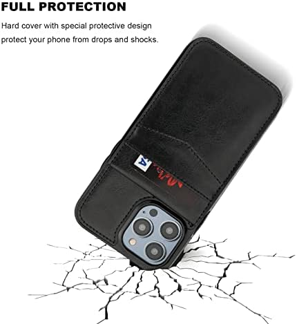 KIHUWEY е Съвместим с калъф за iPhone 14 Pro Max, Чантата с притежател на кредитна карта, сгъваща се стойка от Висококачествена