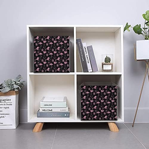 Кубчета за съхранение на билки Фламинго с Дръжки Сгъваем Текстилен Кутии и Кошници за Организиране на Рафтовете на Шкафа