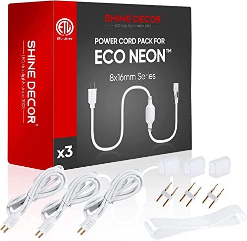 Комплект Decor Shine включва Комплект захранващия кабел с комплект led неонови веревочных тела са бели на цвят с дължина 25 м / 82 фута