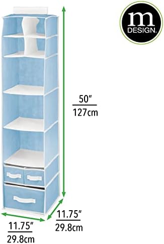 Висящ Органайзер за съхранение на тъкани mDesign на штанге шкаф с 7 Отворени Кубични рафтове и 3 Подвижни