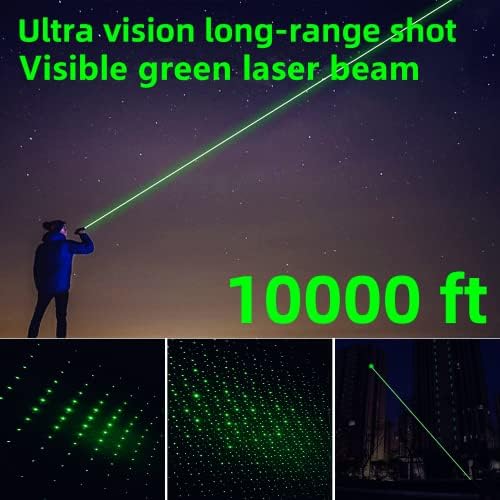 Лазерна Показалка на Далечни разстояния 10000 Метра Видим Лъч, Зелена Лазерна Показалка с Висока Мощност за един