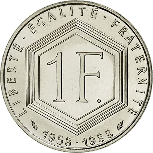 1988 Парижки на монетния двор, Френската монети в купюри от 1 франк. В чест на Шарл Де Гол, най-великият френски