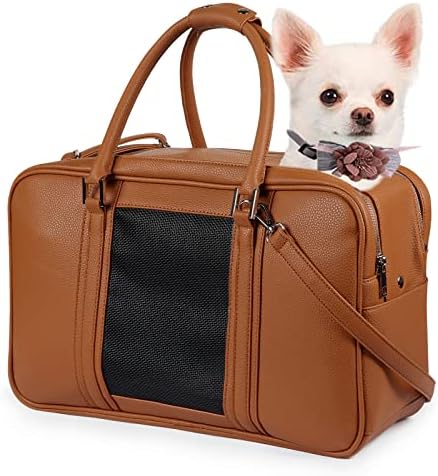NewEle Модерна чанта-переноска за малки кучета с 2 допълнителни джобове, може да побере до 10 килограма, от изкуствена