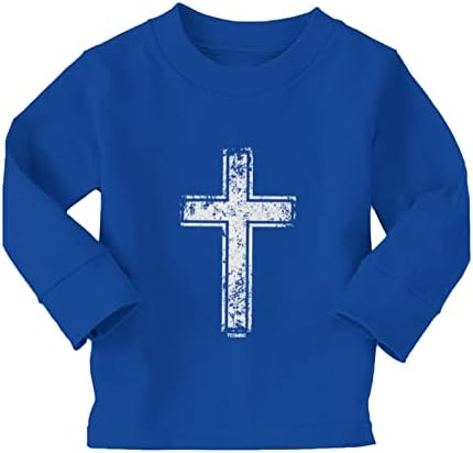 Тениска от Futon Джърси Distressed Cross - Jesus Католическо Christian за Бебета/малки Деца