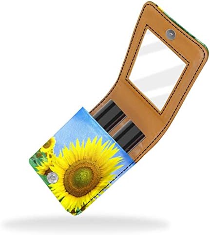 Слънчоглед цветен летен случай червило растение с огледало в чантата си Преносим мини грим чанта за пътуване козметична
