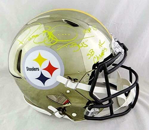 Автентичен каска с автограф на Джером Беттиса Стийлърс F/S Chrome Authentic Helmet w/3 Insc - BA W Auth - Каски NFL с автограф