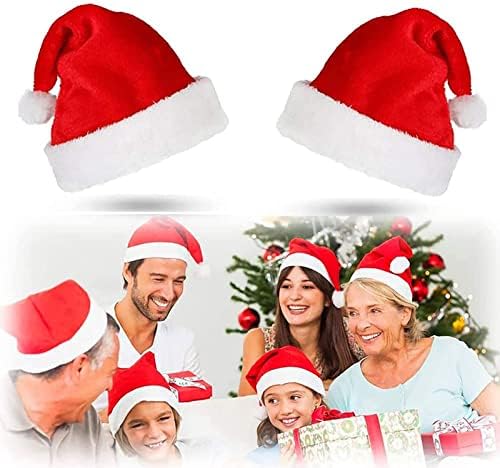Опаковка Шапка на Дядо Коледа, удобна червена коледна шапка за коледно парти, подходяща за възрастни и деца (от 5 бр.)