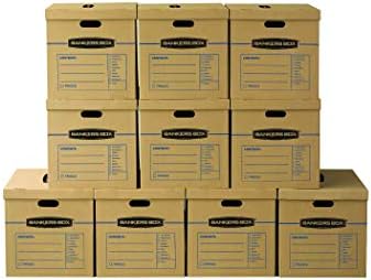 Bankers Box SmoothMove Classic Малки Подвижни кутии, 20 опаковки, 10 x 12 x 15 и SmoothMove Classic Подвижни кутии, Монтаж, без лента, удобна дръжка за носене, Големи, 21 x 17 x 17 см, 10 x