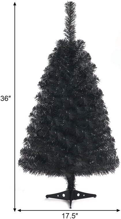 ZLXDP 3 метра Неосвещенная Изкуствена Коледна Мини коледно Дърво За Хелоуин Черен на Цвят, С Пластмасова Поставка