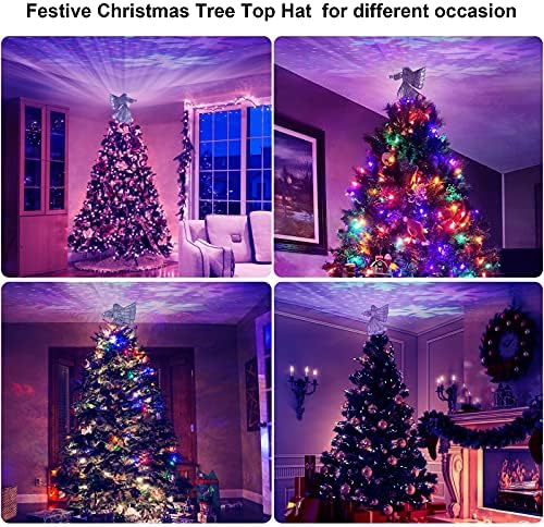 Topper за Коледната елха, Topper за Коледната елха с един Ангел, Осветени С led проектор под формата на Снежинки, 3D-Topper
