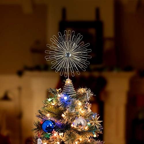 Декоративни Цветя Sunburst Коледа Topper - Коледни Блестяща Празнична Украса Starburst