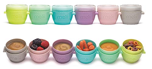 Контейнери за съхранение на бебешка храна melii Snap & Go с капаци, Контейнери за закуски, Сейф за фризера - Набор от 10, 2 унции и 4 грама